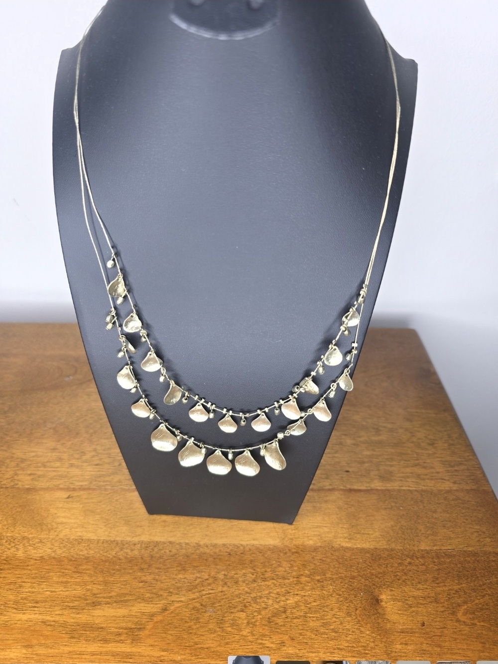 Vintage Coldwater Creek Gold-tone Double-Layer Teardrop Charm Necklace